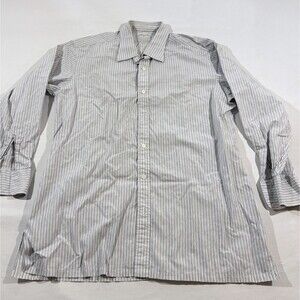 CHARVET VTG White Shirt Long Sleeve Cotton Striped Dress Shirt Sz L 16.5 FRANCE